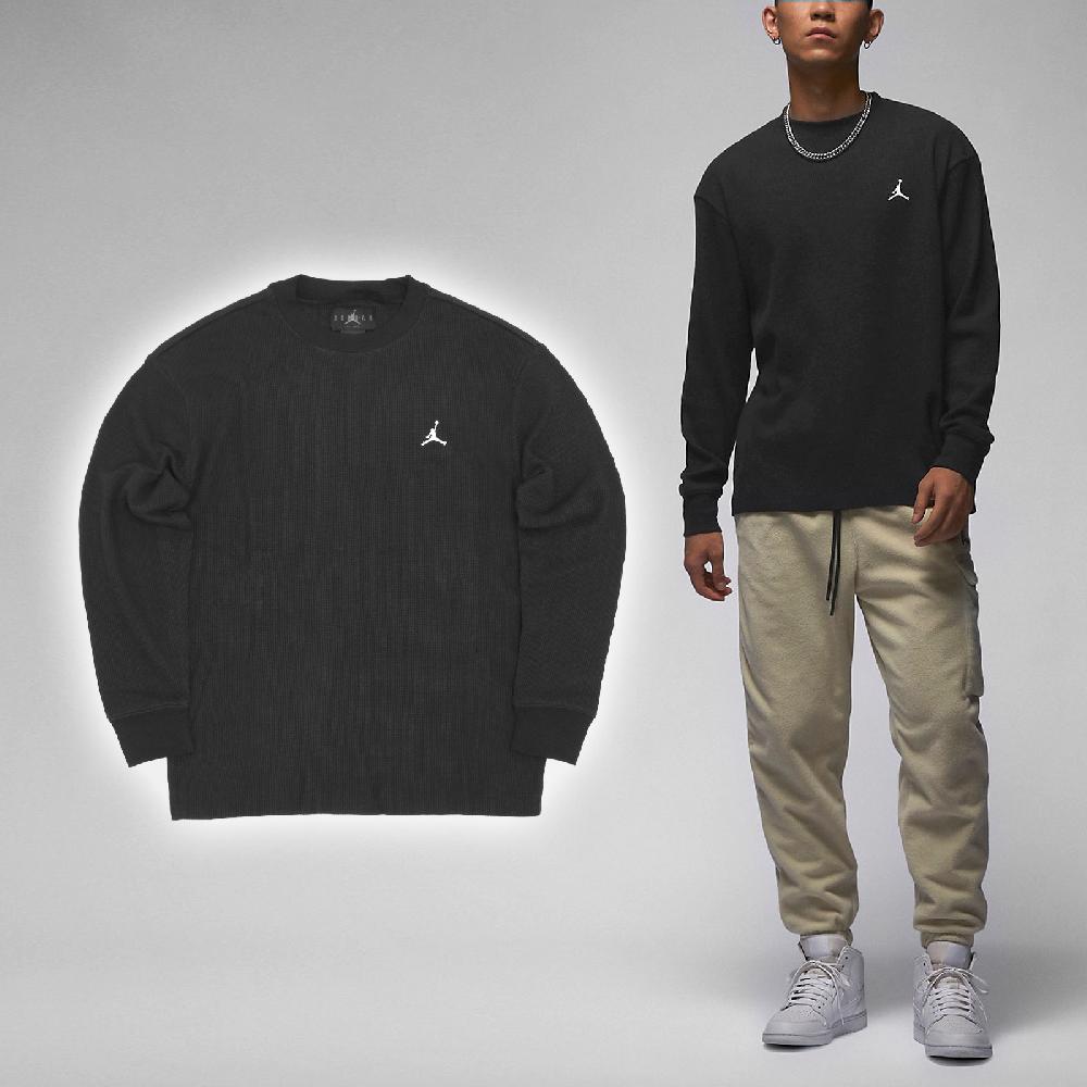 Nike 耐吉 長袖上衣 Jordan Essentials Waffle Knit 男款 黑 白 華夫格 針織 FD7462-010