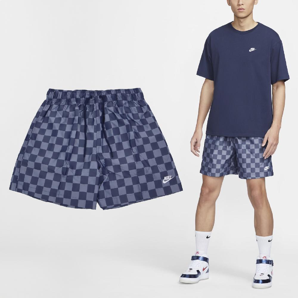 Nike 耐吉 短褲 Club Flow Shorts 男款 藍 寬鬆 尼龍 棋盤格 運動褲 FN3099-410