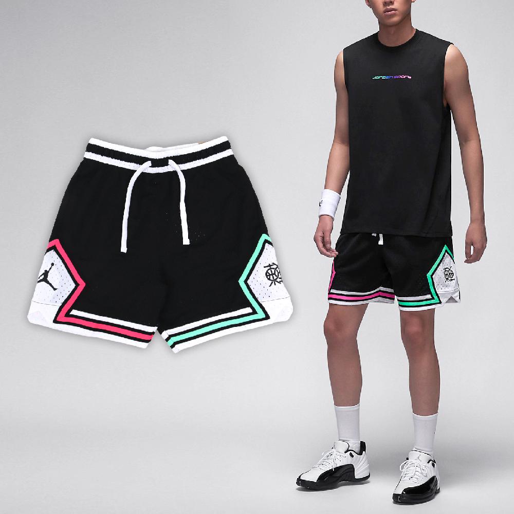 Nike 耐吉 短褲 Jordan Shorts 男款 黑 粉 綠 速乾 網眼 抽繩 籃球 運動褲 HF6592-010