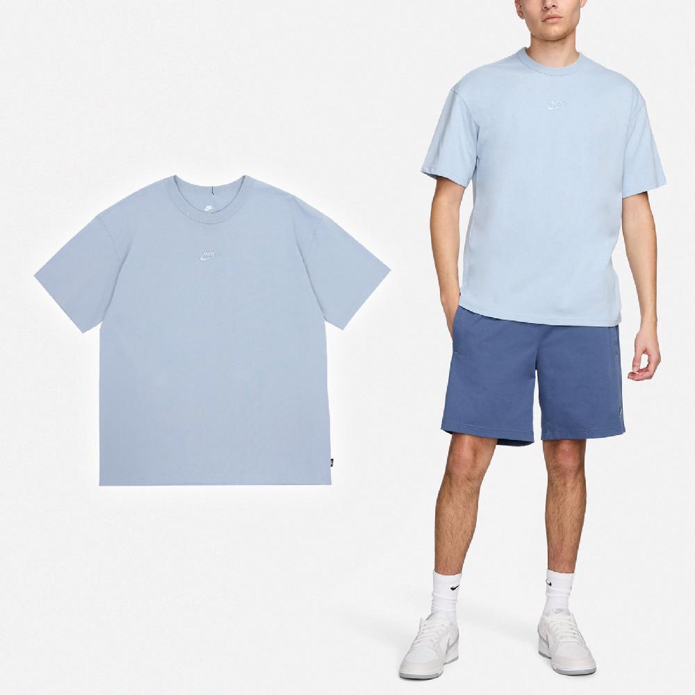 Nike 耐吉 短袖 NSW Premium Essentials Tee 男款 藍 寬鬆 落肩 棉質 刺繡 短T DO7393-441
