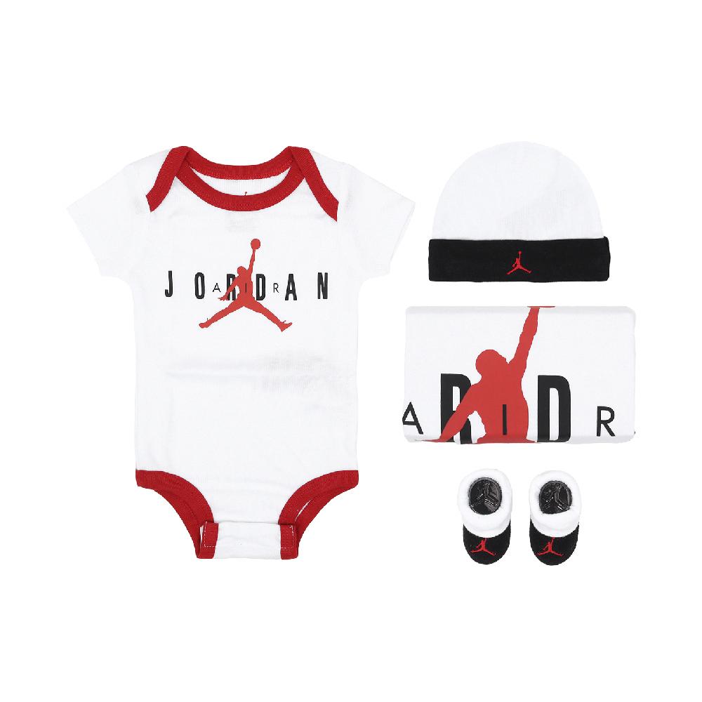 包屁衣 Jordan 嬰兒 小童 小朋友 純棉 帽子 襪子 毛毯 四件組 禮盒 JD2423037NB-001