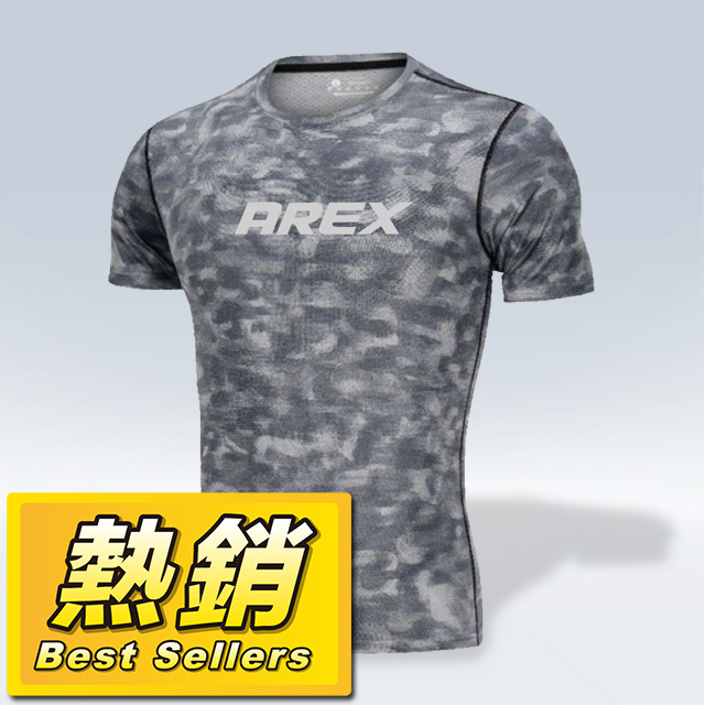 『吸濕排汗效果佳』AREX個性迷彩健身透氣吸排運動上衣