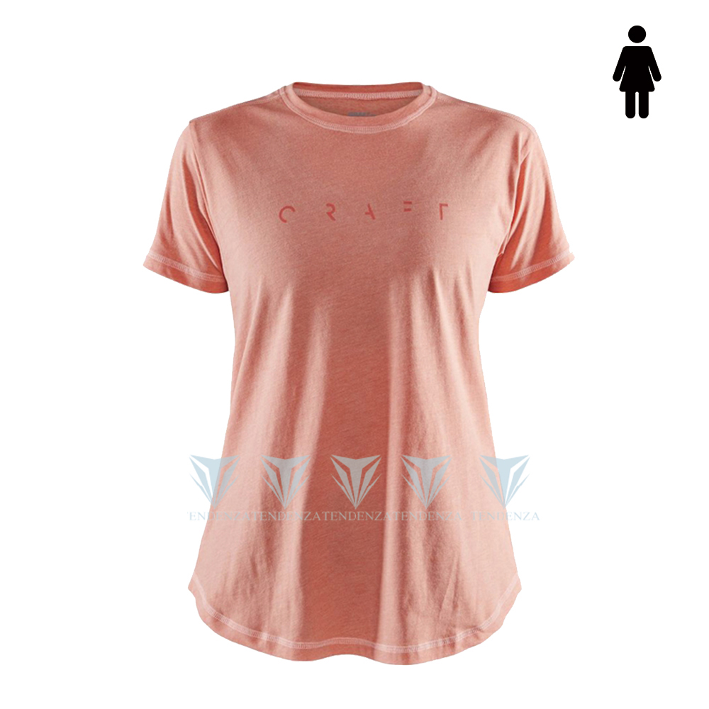 【瑞典CRAFT】簡約LOGO短袖T恤(女) - 19707739 粉橘