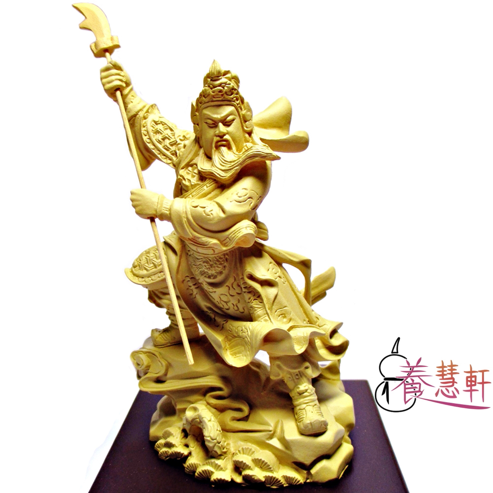 【養慧軒】金剛砂陶土精雕佛像--關公(木色)
