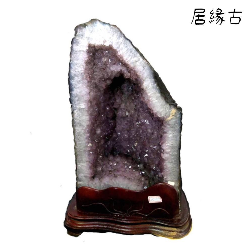 古緣居 紫氣東來 巴西天然紫水晶洞 +木製底座31.1公斤)