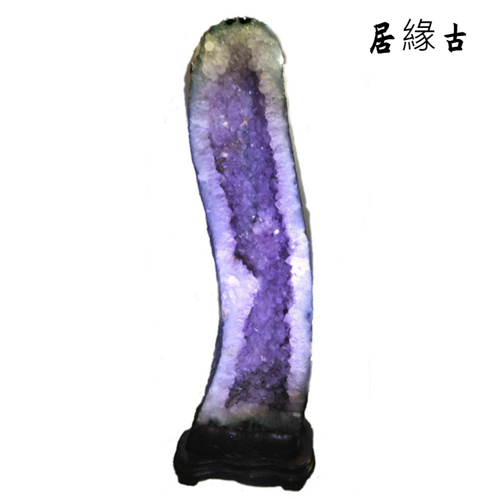 古緣居 紫氣東來 巴西天然紫水晶洞 +木製底座43.7公斤)