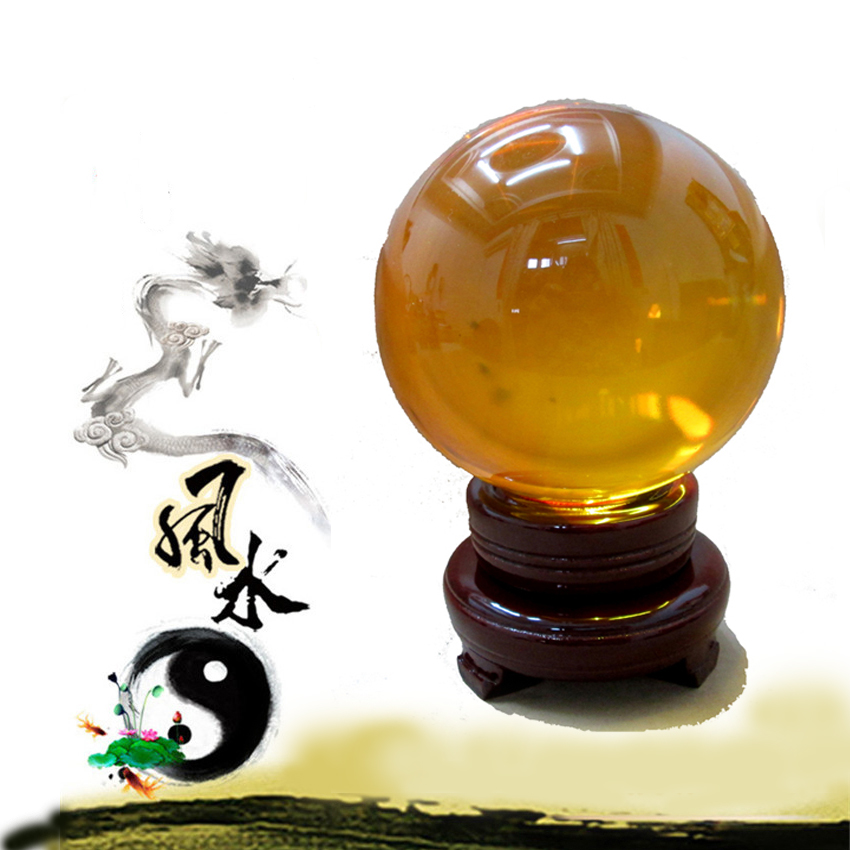 【原藝坊】招財開運 K9黃水晶圓球(約直徑10cm)+紅木雕刻底座擺件