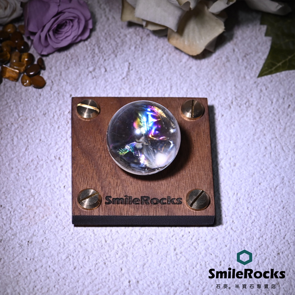 SmileRocks 石麥 白水晶帶彩虹光球 直徑3.1cm No.051580209