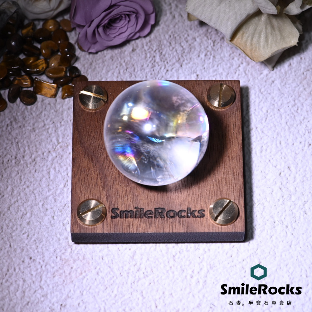 SmileRocks 石麥 白水晶帶彩虹光球 直徑3.6cm No.051580210