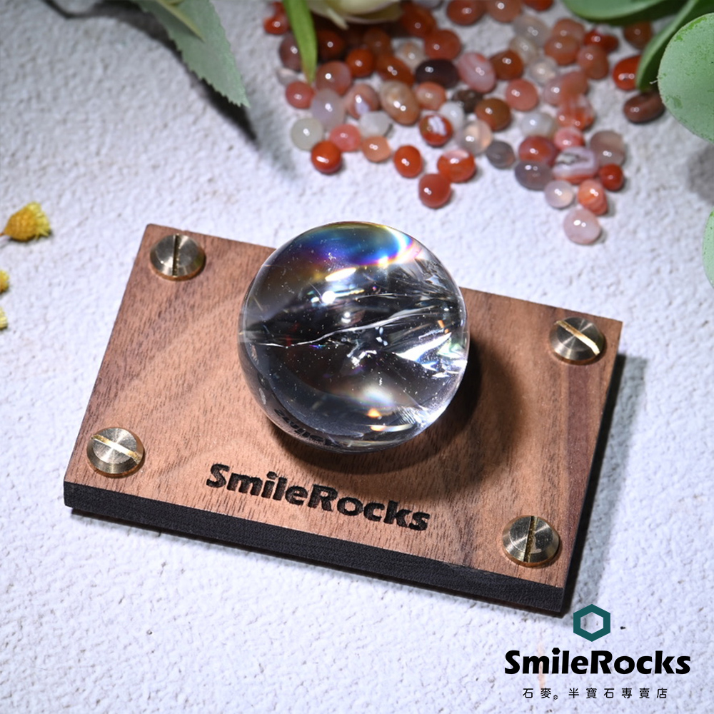 SmileRocks 石麥 白水晶帶彩虹光球 直徑4.1cm No.051170220
