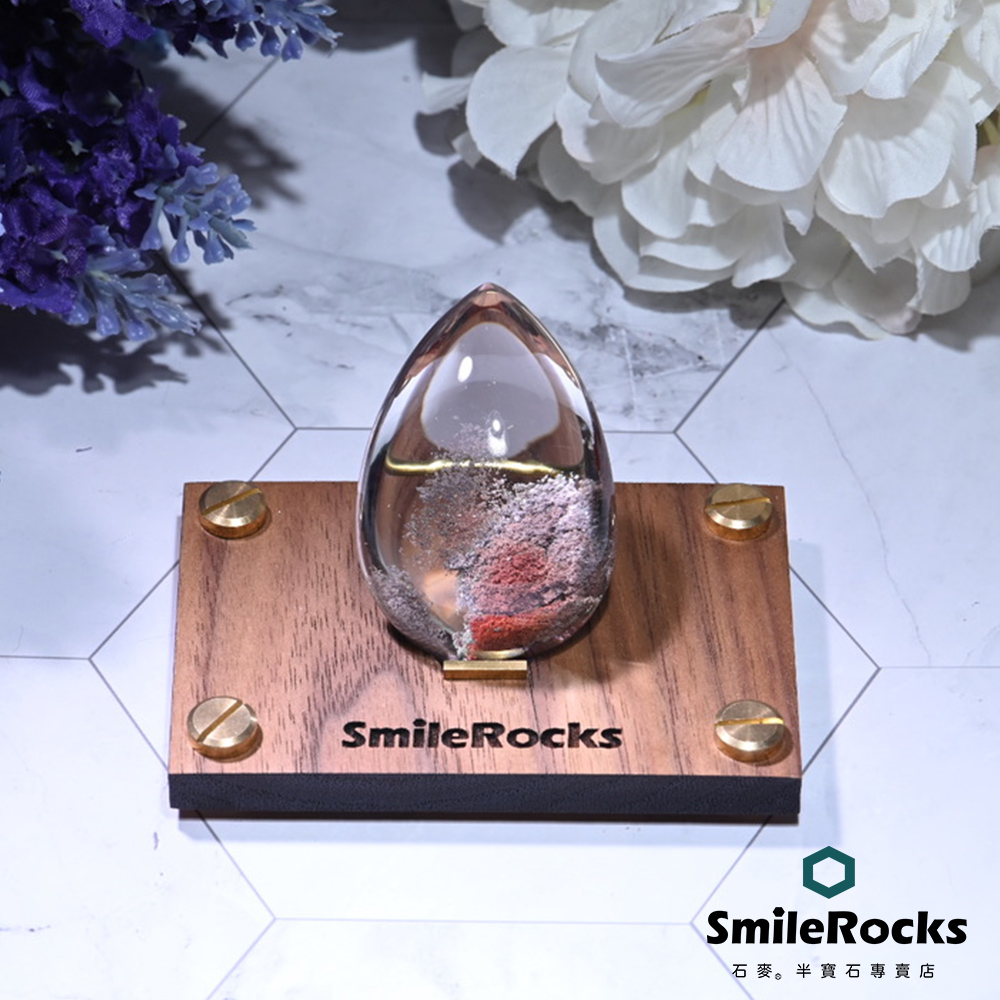 SmileRocks 石麥 水滴形內包粉幽靈 3.8x2.3x5.5cm No.043130508