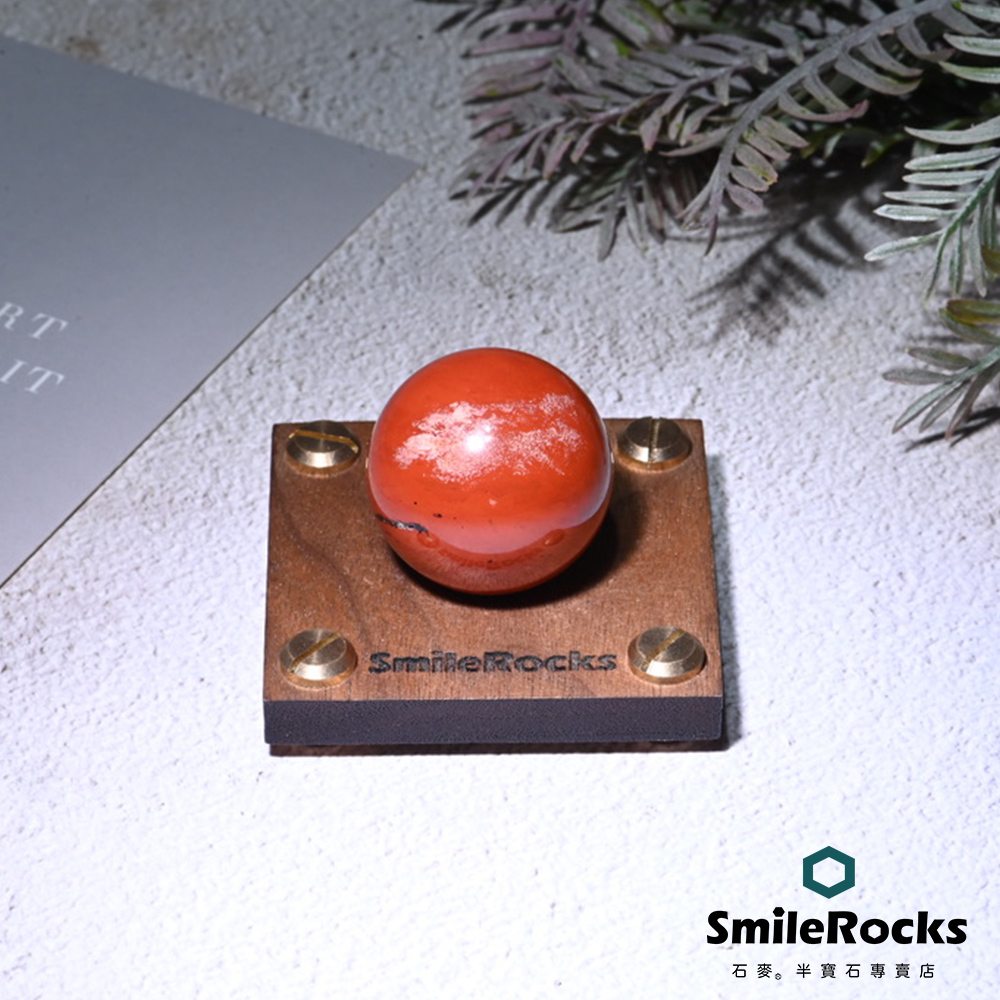 SmileRocks 石麥 天然紅碧玉球 直徑3.2cm No.050250522