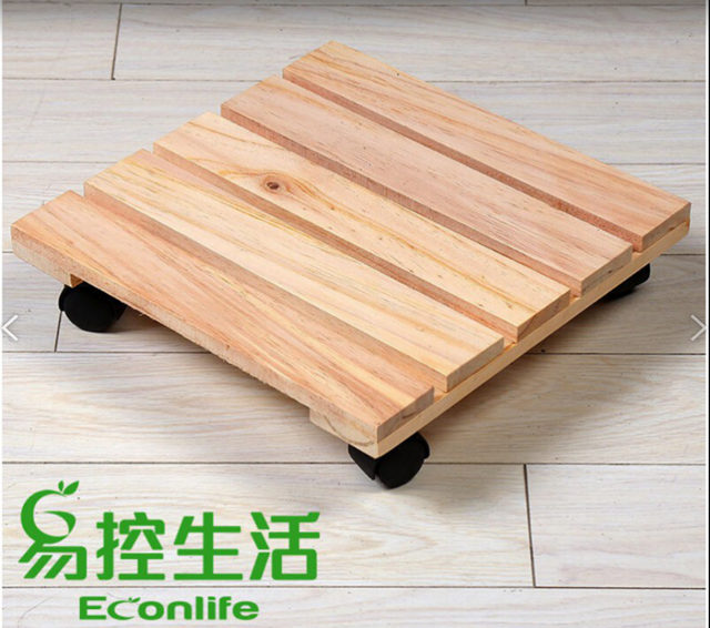 EconLife ◤滾輪花架◢ 移動式花盆架 實木材質(J40-001)