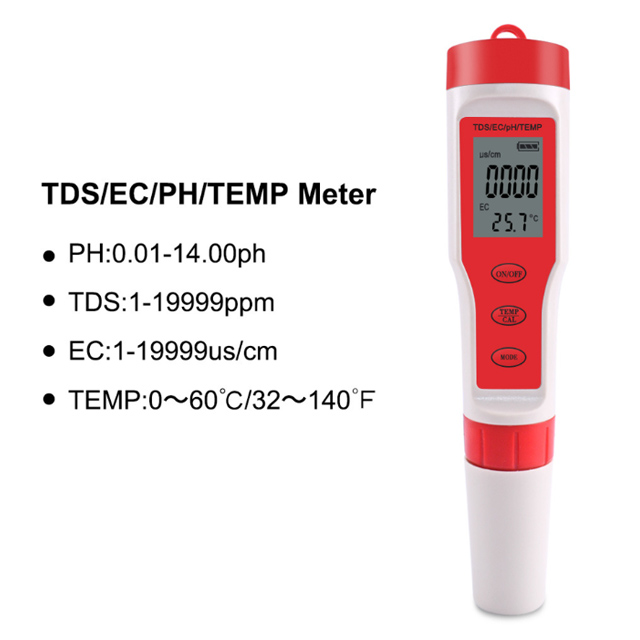 專業級土壤EC值（電導度）檢測 PH/TDS/EC/TEMP四合一測試筆