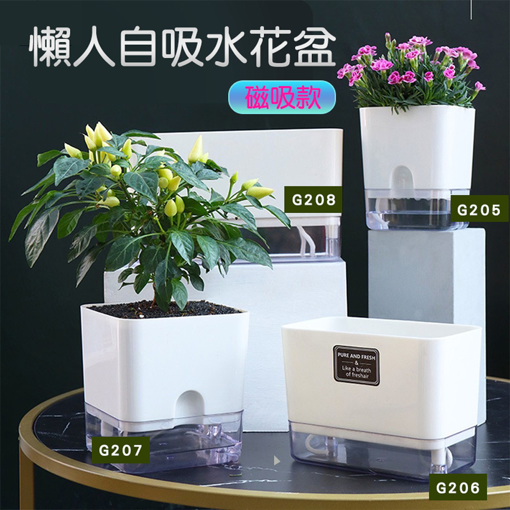 【fioJa 費歐家】磁吸澆水懶人盆栽G208款磁吸款 自動吸水盆栽容器