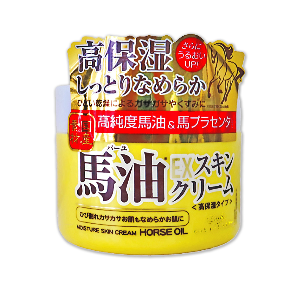 日本LOSHI-高純度馬油EX加強版馬胎盤素緊緻修護全身保養高保濕乳霜100g/罐(多效護理潤膚面霜)