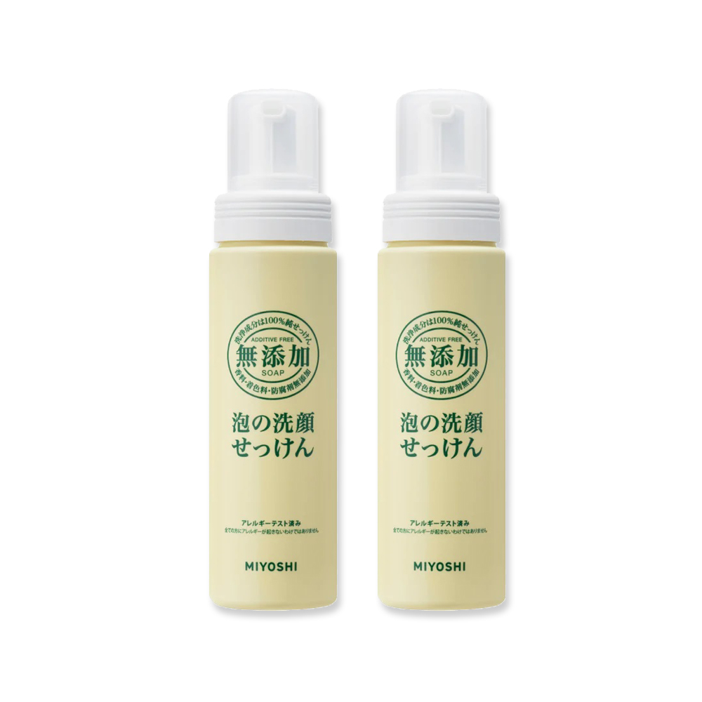 (2瓶超值組)日本MIYOSHI無添加-純皂溫和保濕潔顏慕絲泡沫洗顏乳200ml/按壓瓶