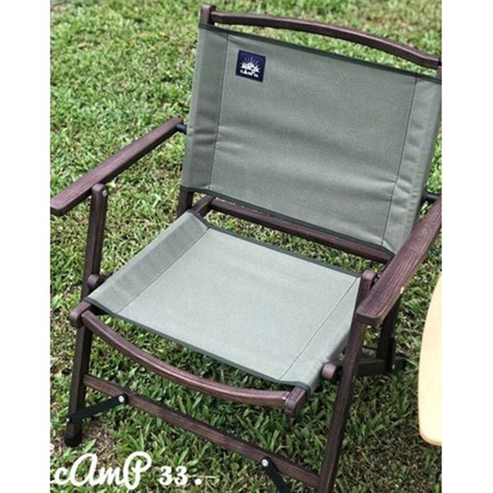 【Camp33】實木露營折疊椅 黑/軍綠色 露營 摺疊椅 收納椅 實木摺疊椅 實木椅