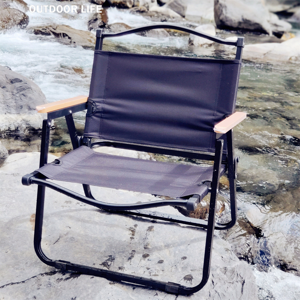 May Shop 【110081251】黑色可折疊可手提 有椅背露營野營克米特椅