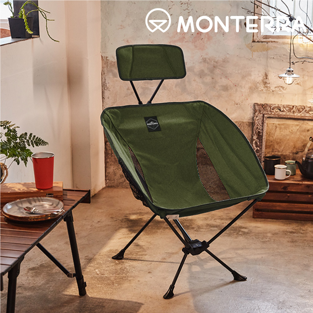 Monterra Headrest Grande 輕量蝴蝶型折疊椅 (頭靠式) / 橄欖綠