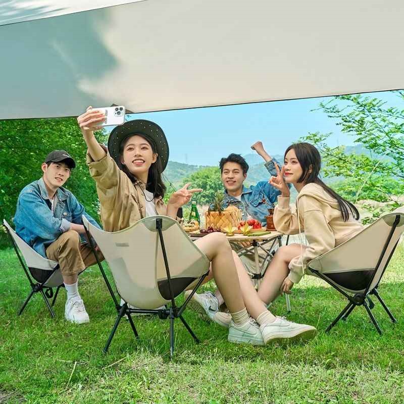 戶外折疊椅 可收納超輕便攜釣魚椅子 寫生露營午休躺椅 月亮椅