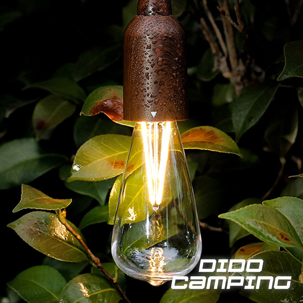 【DIDO Camping】戶外露營木紋拉線燈 愛迪生充電款(DC068)