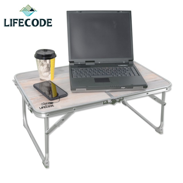 LIFECODE 橡木紋便攜鋁合金折疊桌60x40cm