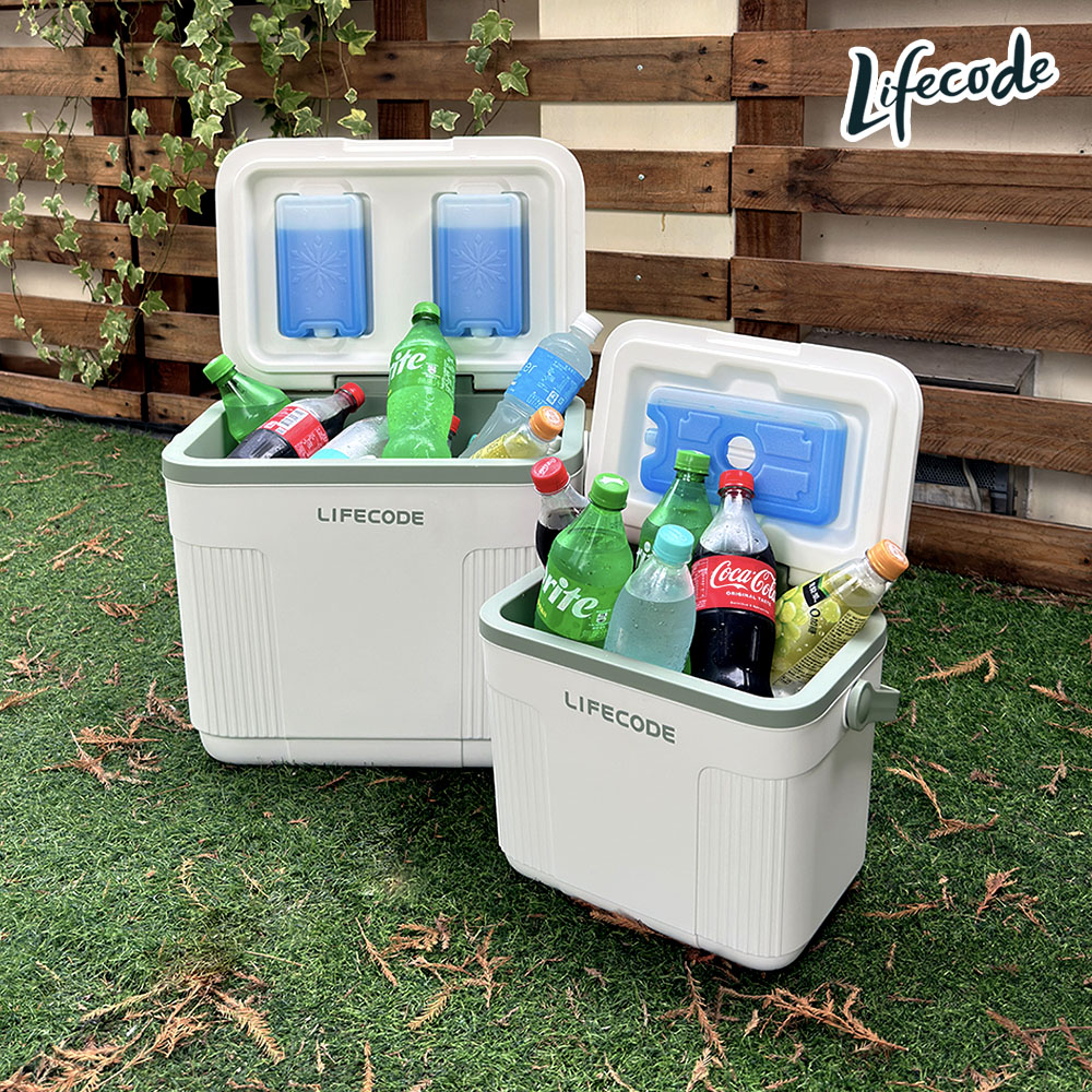 【LIFECODE】親子雙冰桶-手提式10+22公升保冰桶/保溫桶-白綠色