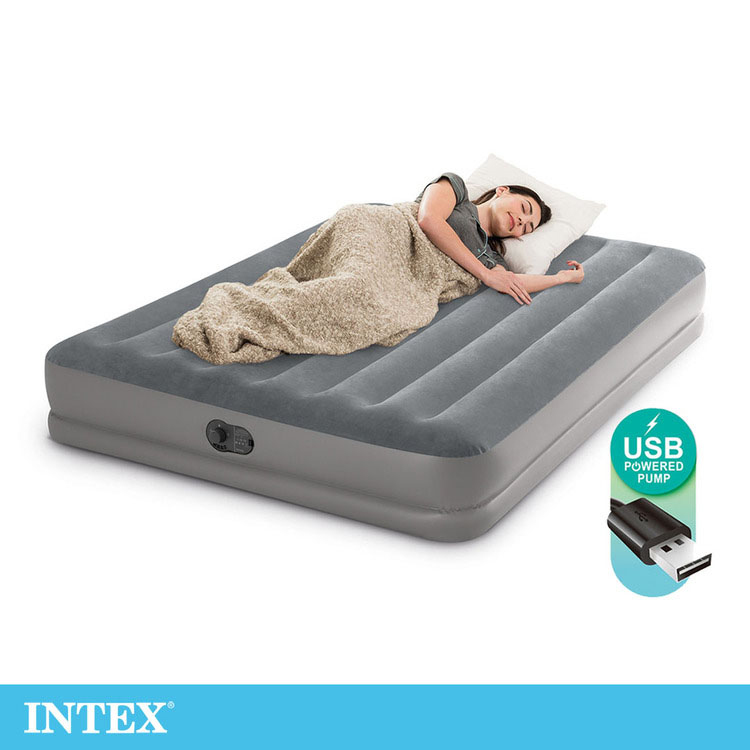 INTEX 雙層雙人加大充氣床-寬152cm(USB電源-內建電動幫浦) (64114)