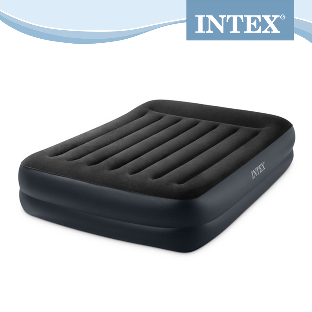 INTEX舒適雙層雙人加大充氣床墊-內建電動幫浦-有頭枕-(寬152*203*42cm)-(64123ED)