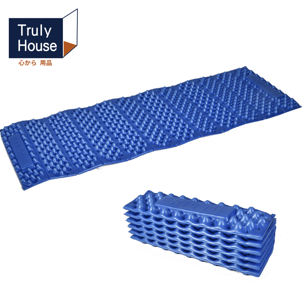 【Truly House】超輕量加厚耐壓蛋巢型折疊防潮墊/蛋巢睡墊(藍色大圓點)