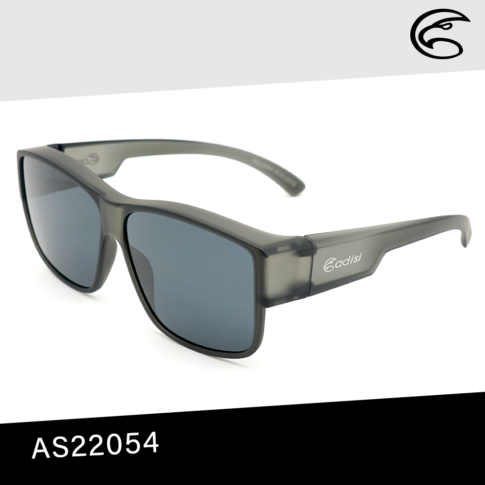 ADISI 偏光太陽眼鏡 AS22054 / 透明霧黑框 (黑灰片)