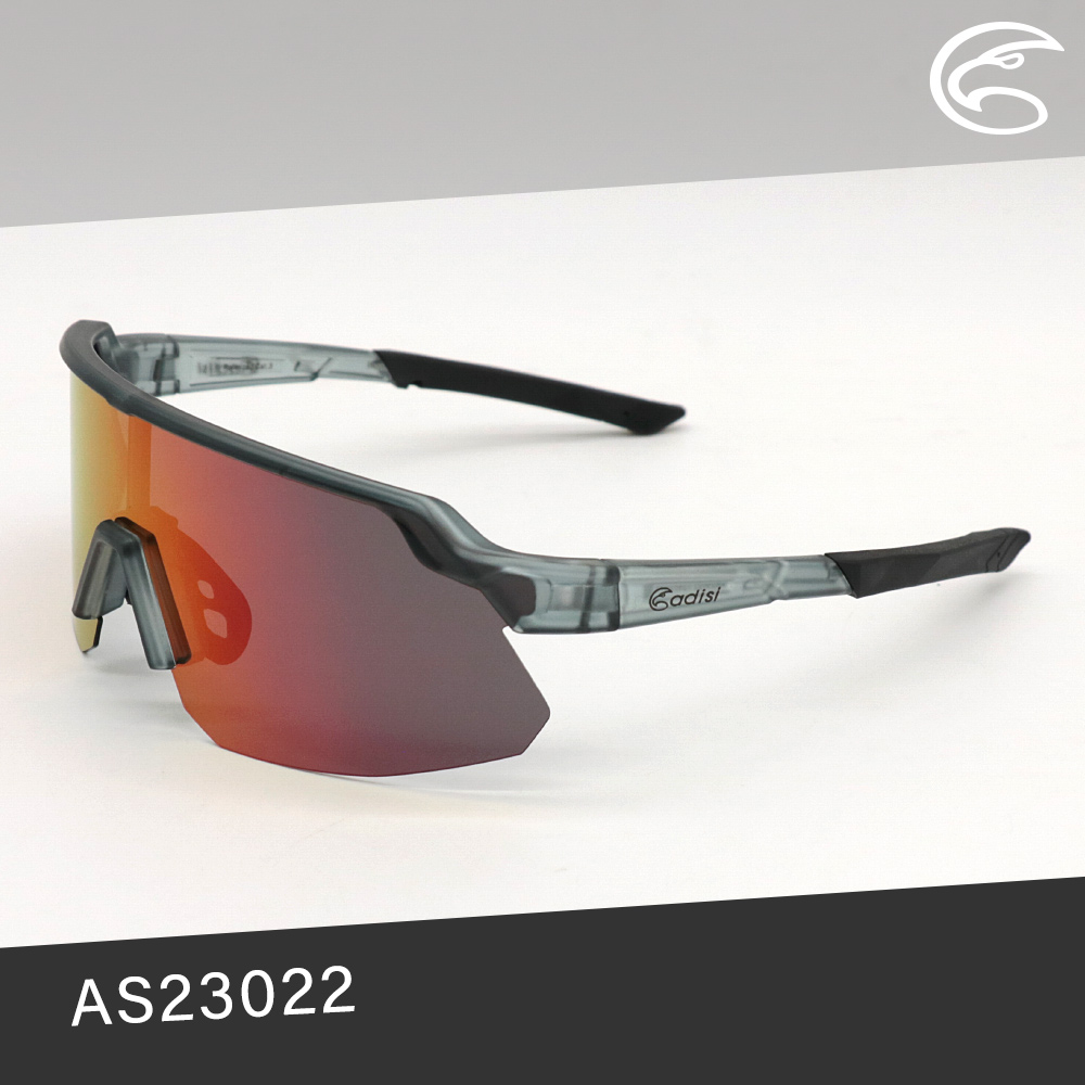 ADISI 偏光太陽眼鏡 AS23022 / 透明霧黑框 (黑灰片)+紅黑REVO鍍膜