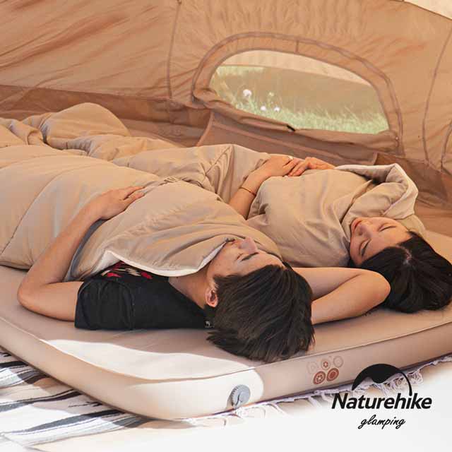 Naturehike C10舒適靜音 雙人加厚自動充氣睡墊 防潮墊 奶酪色