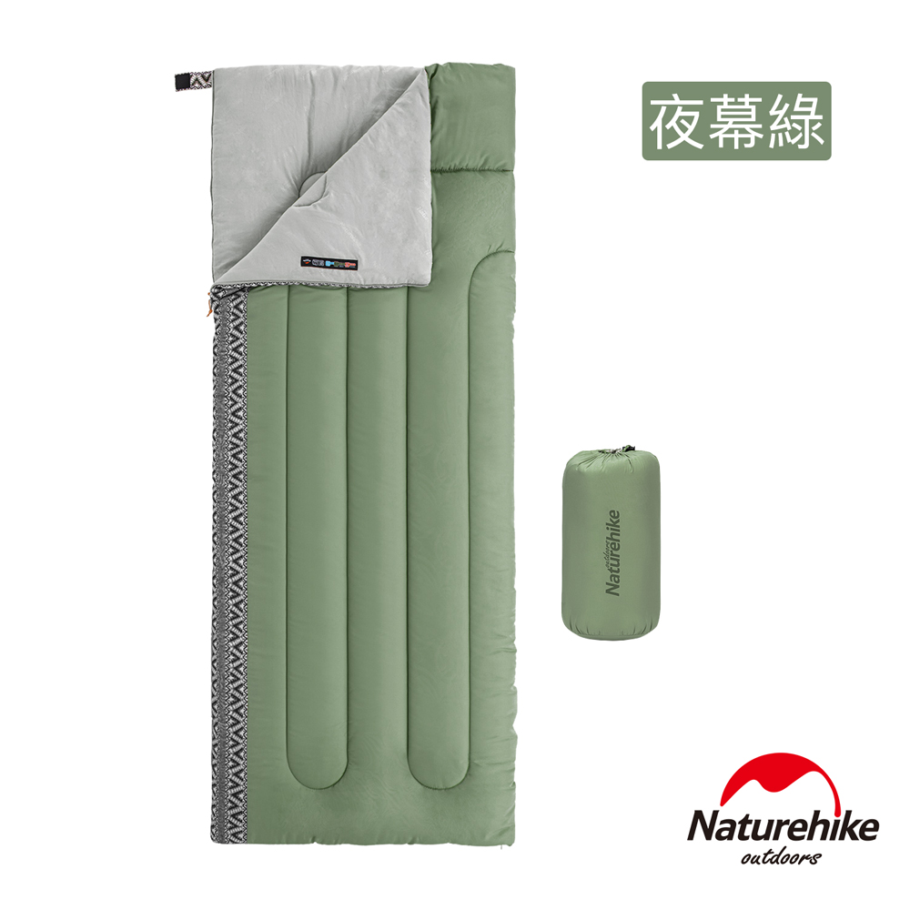 Naturehike L150質感圖騰透氣可機洗信封睡袋 標準款 夜幕綠