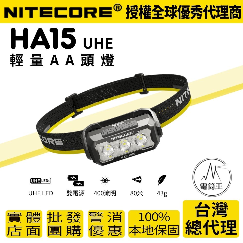NITECORE HA15 UHE 400流明 80米 白光/紅光 多功能頭燈 肩燈 夾燈 AA 14500
