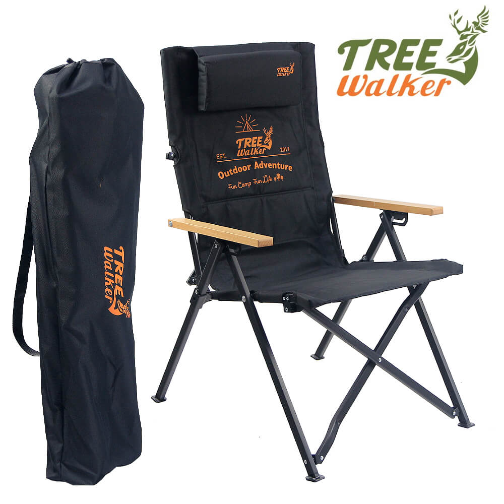 TreeWalker 可調背折疊椅(椅背可調角度休閒椅、露營椅) - 黑
