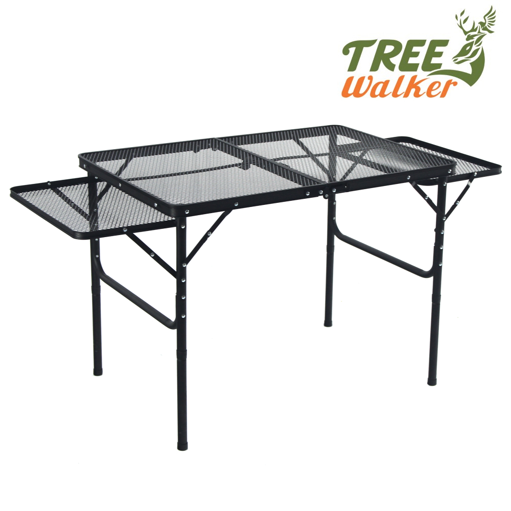 TreeWalker 攜加大款雙側開摺疊鋼網桌(兩段高度可調)