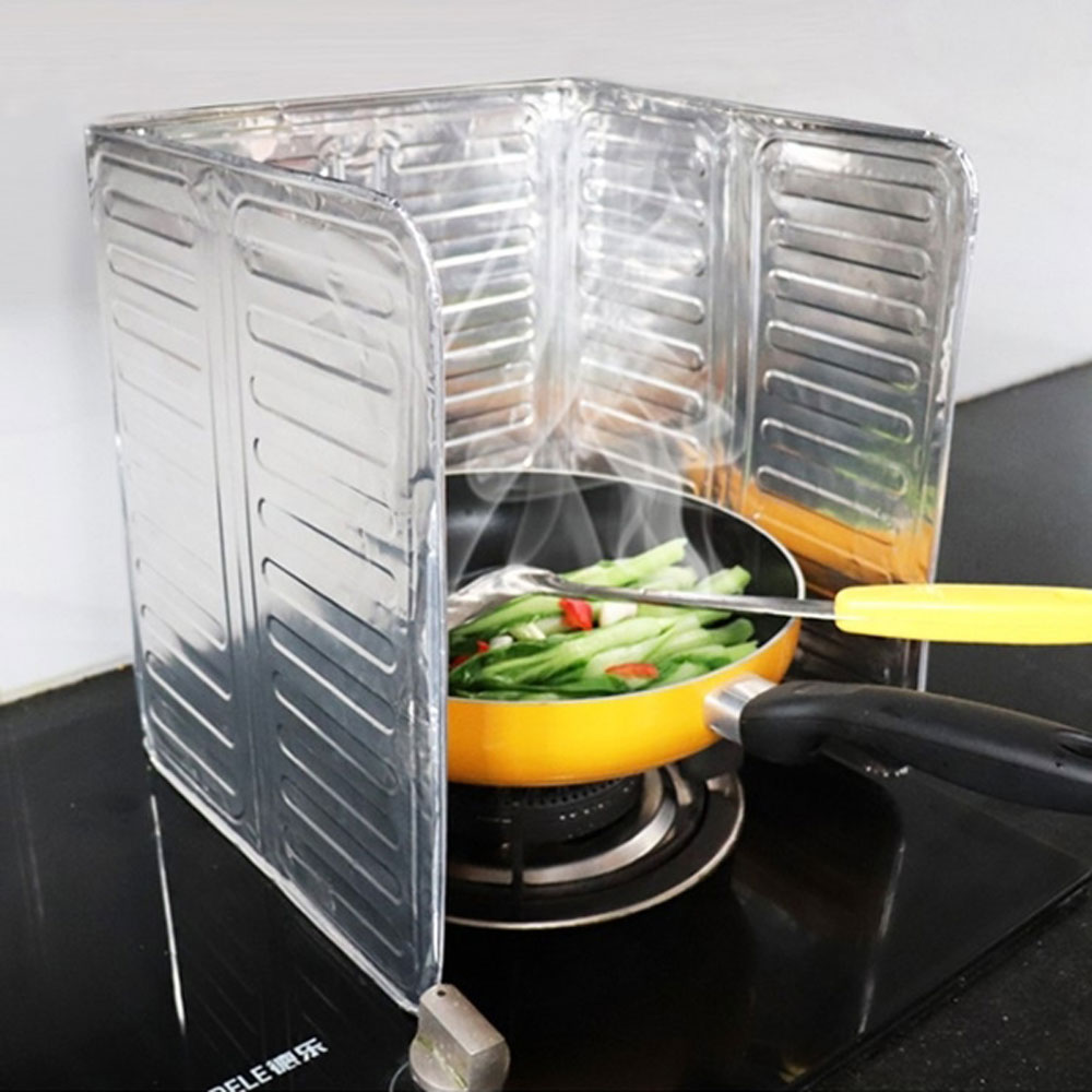 PS MALL炒菜隔板 透明OPP包裝防濺油 可摺疊 鋁箔廚房擋油板 2入