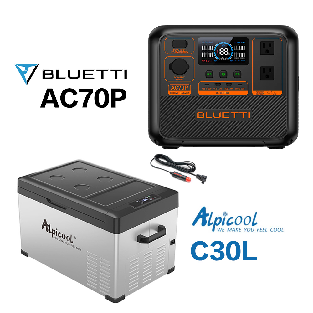 BLUETTI AC70P+冰虎 C30L 車用冰箱