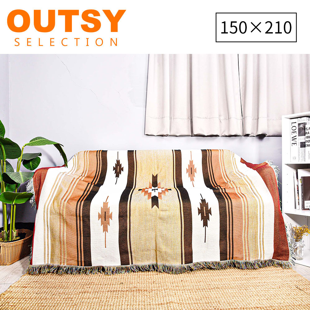 【OUTSY】150×210cm民族風露營居家雙面針織蓋毯沙發毯 泰美斯大道