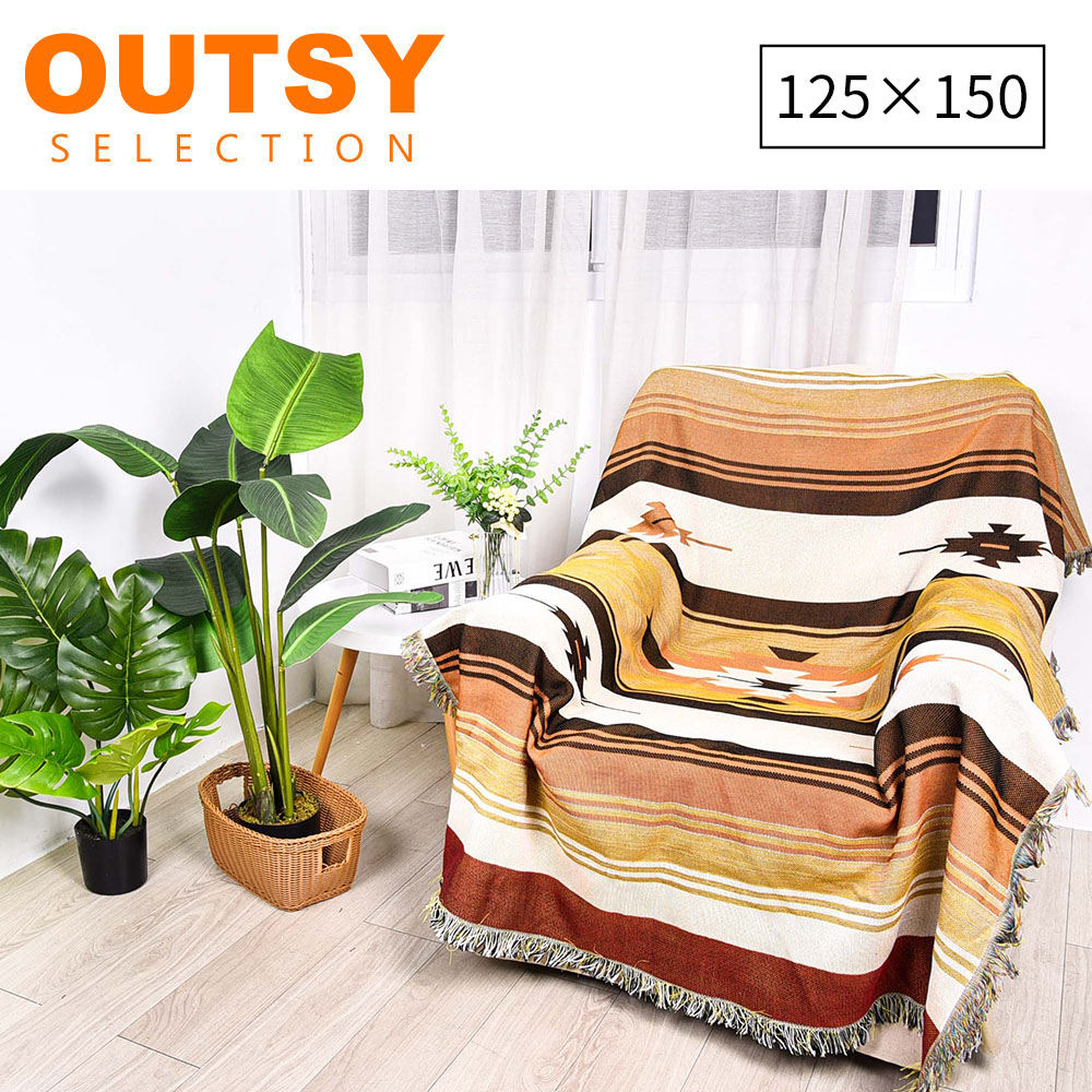 【OUTSY】150×125cm民族風露營居家雙面針織蓋毯沙發毯 泰美斯大道