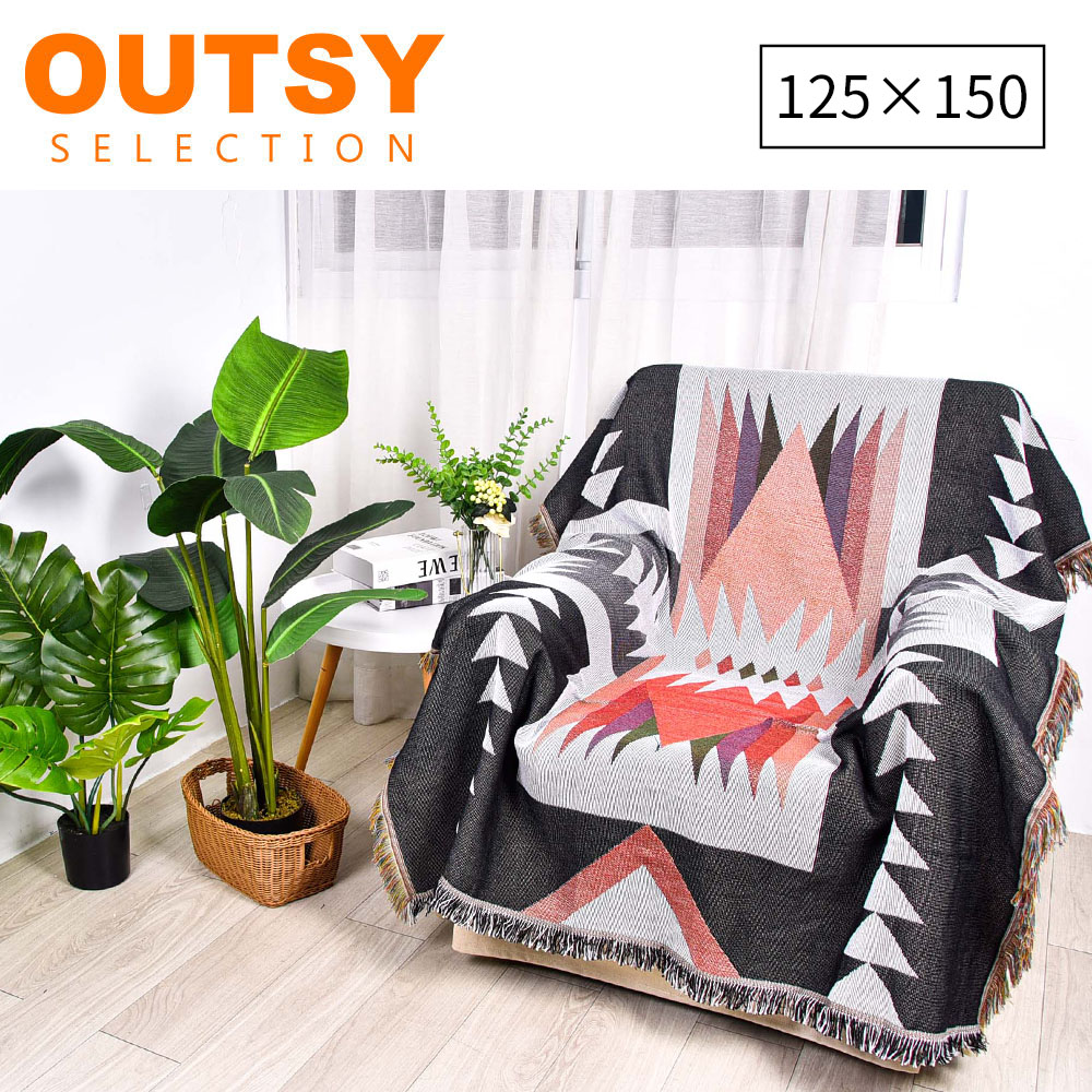 【OUTSY】150×125cm民族風露營居家雙面針織蓋毯沙發毯 奧勒松慶典