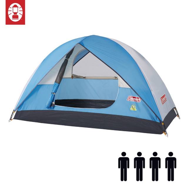 【美國 Coleman】Sundome Tent Cyan 日光浴4人帳篷 天藍色 登山 雙窗 透氣 防雨