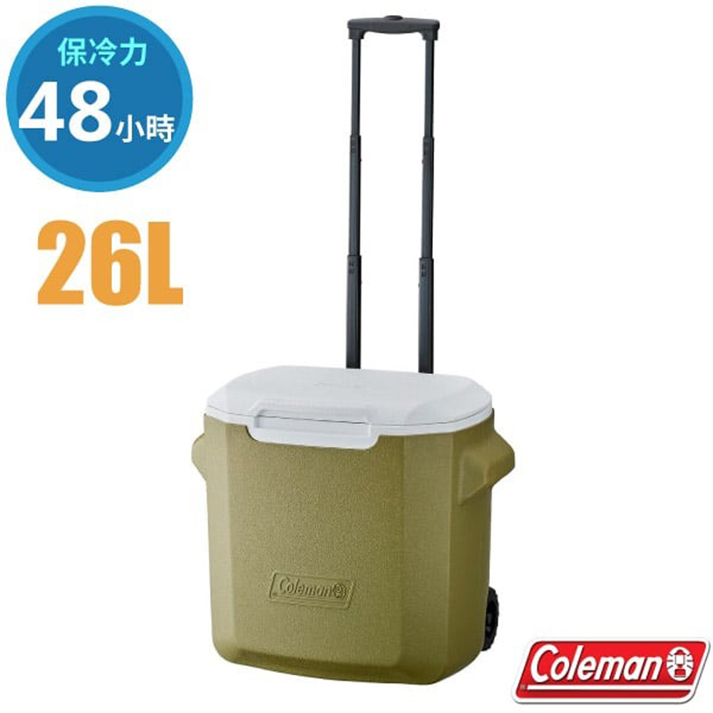 【Coleman】26.5L 綠橄欖拉桿冰箱(保冷力48小時).保冷保冰箱.冰筒.冰桶/CM-05748