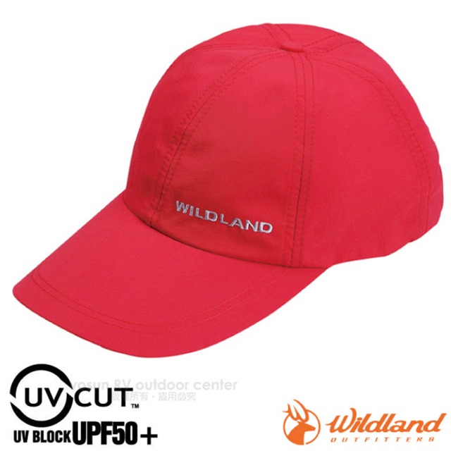 【荒野 WildLand】新款 中性抗UV透氣棒球帽.防晒遮陽帽.鴨舌帽.休閒帽/UPF50_W1013 嫣紅