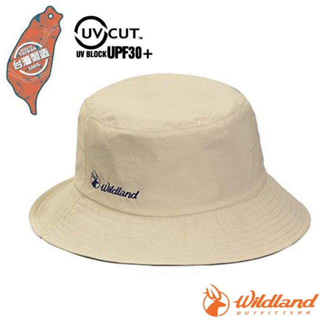 【荒野 WildLand】中性抗UV雙面漁夫帽.圓盤帽.遮陽帽.中盤帽.休閒帽/雙面可戴/W1075-83 白卡其