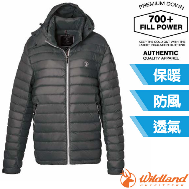 【荒野 WildLand】男新款 700FP可回溯羽絨連帽外套.夾克.風衣_0B02102-93 深灰色