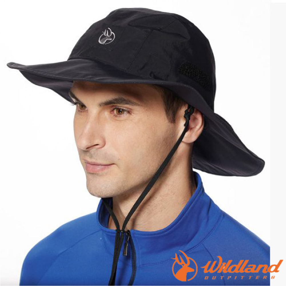 【荒野 WildLand】中性抗UV防水保暖盤帽(透濕10000g).大圓盤帽.防曬帽/W2017-54 黑色