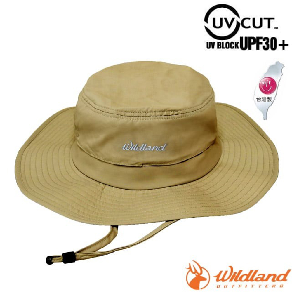 【WildLand 荒野 】男女 抗UV 透氣網遮陽圓盤帽.防曬帽.休閒帽.大盤帽/WH1051-163 沙色